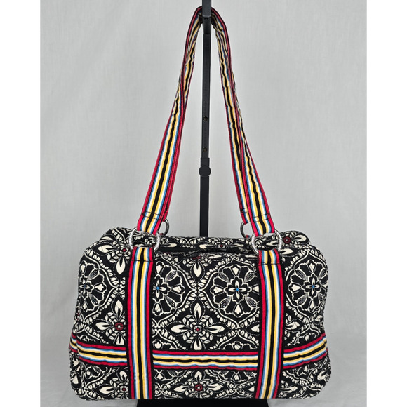 Vera Bradley Barcelona Stripe Tote Shoulder Bag Paisley Colorful - Picture 2 of 16